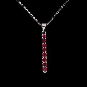 925 Sterling Silver Necklace 18" with Natural Ruby Gemstones